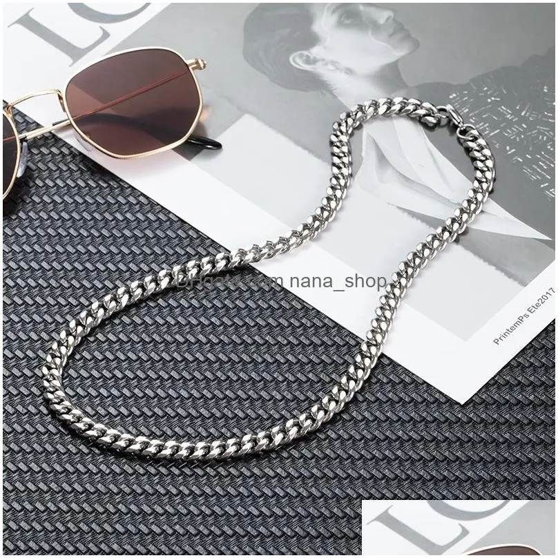 euramerican cuban figaro chain necklace man hip hop fashion titanium stainless steel thick chain necklaces