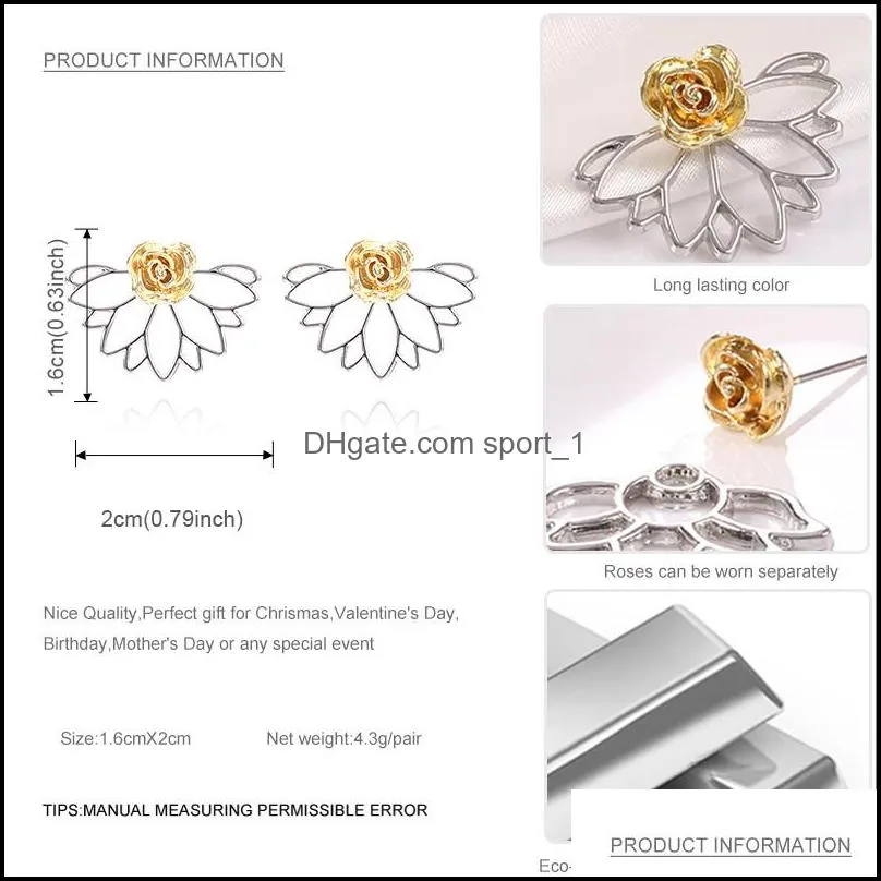  cute small flower stud earrings fashion multishape earrings for women girls gold rose color jewelry gift wholesalez