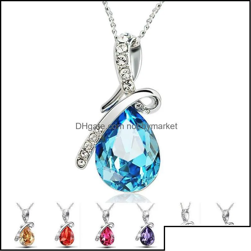 pendant necklaces pendants jewelry luxury tear of angel crystal for women water drop drip sier chains designer fashion in bk delivery