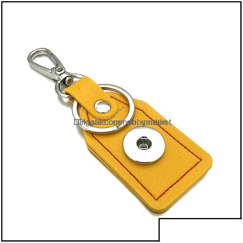 key rings jewelry top 036 fashion really genuine leather chains 18mm snap button keychain for men women 7 colors drop delivery 2021