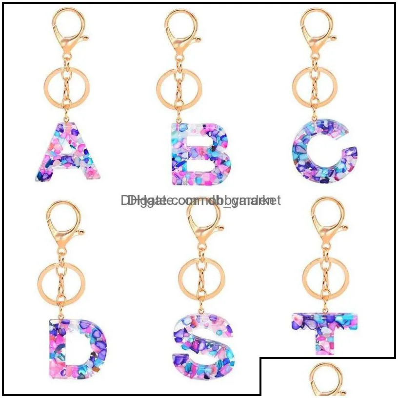 key rings jewelry fashion az letter keychain trendy creative colorf 26 english initial resin handbag keyring women gift drop delivery