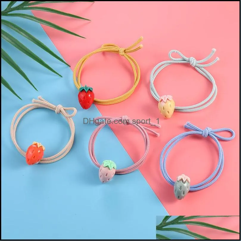  arrival double elastic hair bands sections knot rope strawberry headwear hair accessories ponytail hair rope jewerly for girls y