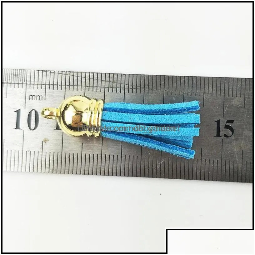 key rings jewelry 1pcs 38mm leather tassel for keychain cellphone straps fiber fringe suede diy pendant with caps findings drop delivery