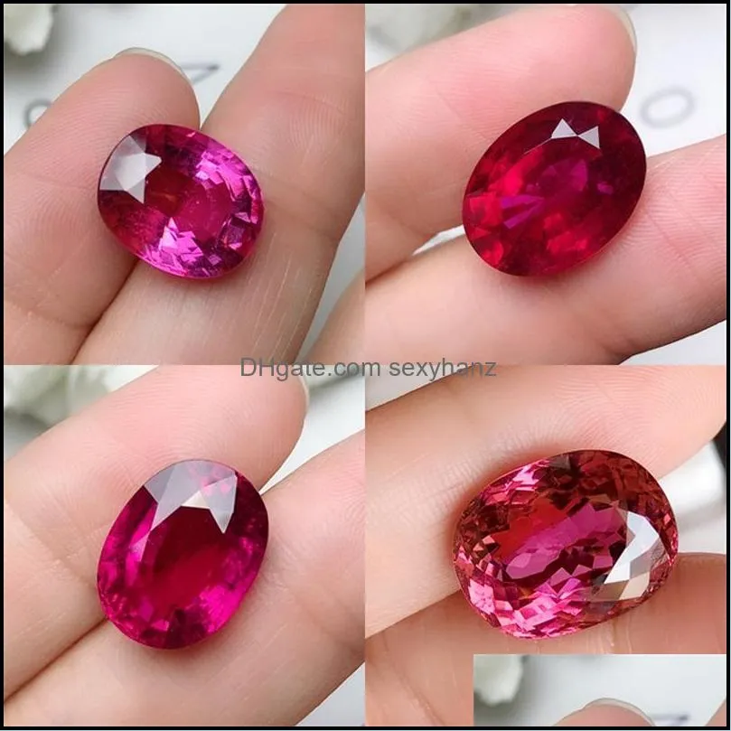 oval cut 129mm 1 piece /bag 6carats dark red artificial lab created ruby gemstone for fashion jewelry ring making q1214 626 q2