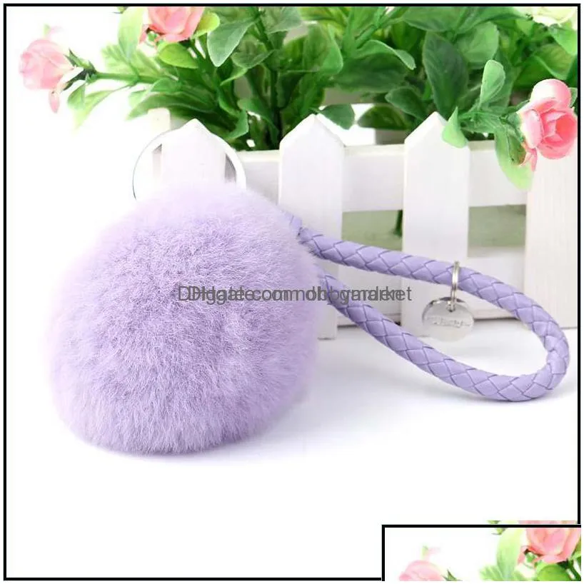 key rings jewelry arrival rex rabbit hairball chain knitting rope creative bag strap kr250 keychains mix order 20 pieces a lot drop