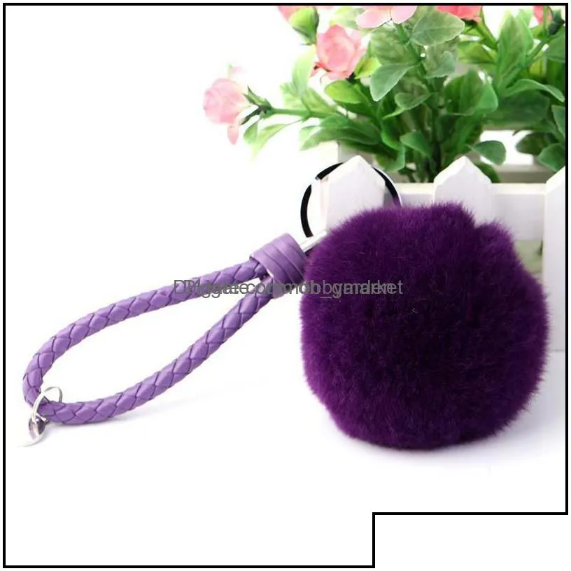 key rings jewelry arrival rex rabbit hairball chain knitting rope creative bag strap kr250 keychains mix order 20 pieces a lot drop