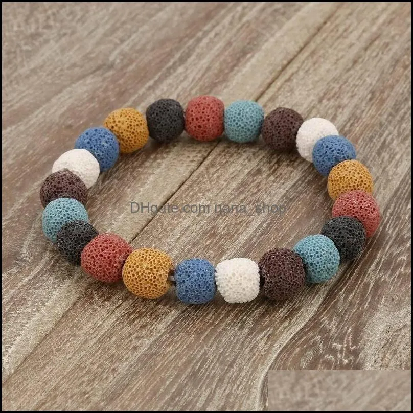 colourful natural lava stone heart love bead bracelet diy volcano  oil diffuser bracelet for women men jewelry