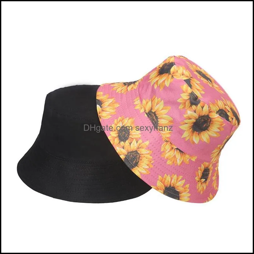 wide brim hats sunflower bucket hat in cotton fisherman cap travel sunhat outdoor panama for men women with flat top 3450 q2