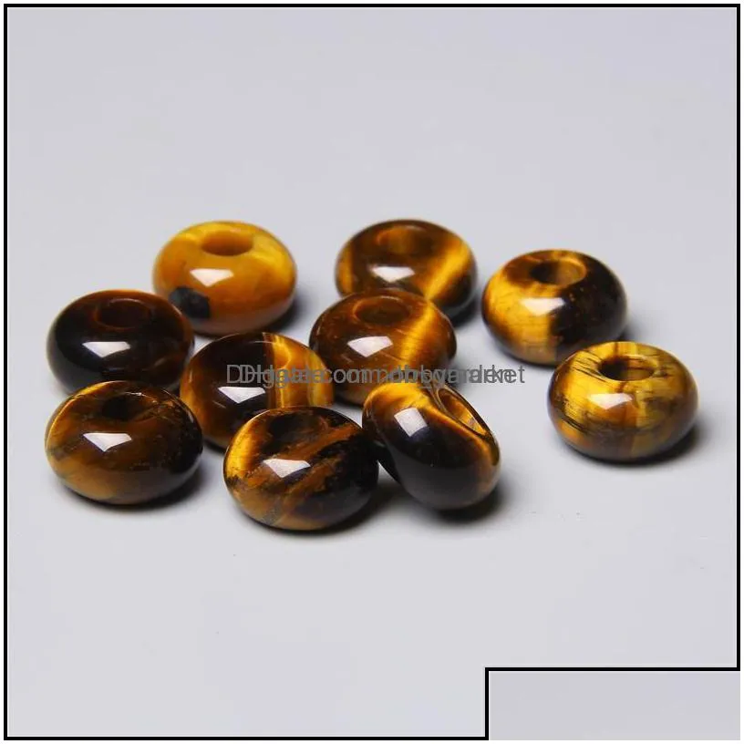 charms jewelry findings components 8x14mm 5mm big hole natural round jade stone crystal spacer beads charm pendant for making aessories