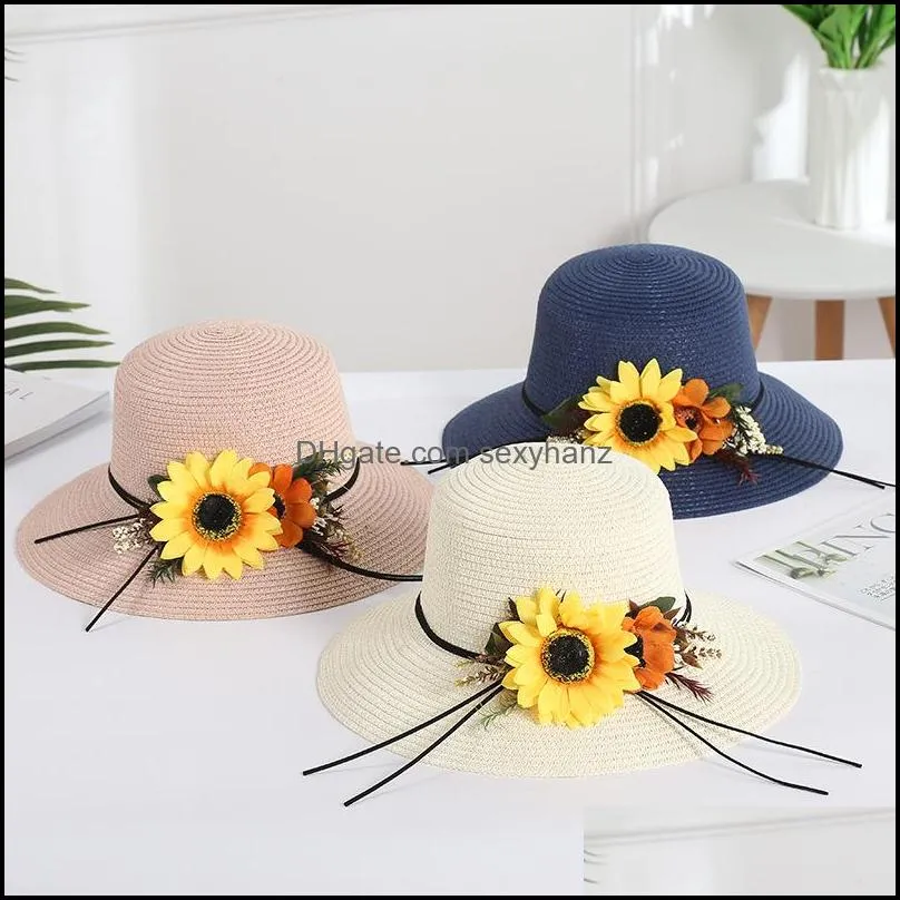 wide brim hats big straw panama hat summer beach caps female casual lady women flat bowknot cap girls sun 3448 q2