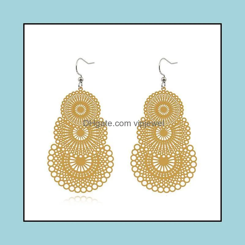 fashion copper hollow out earrings for women candy color geometric earrings party long dangle earrings for girls