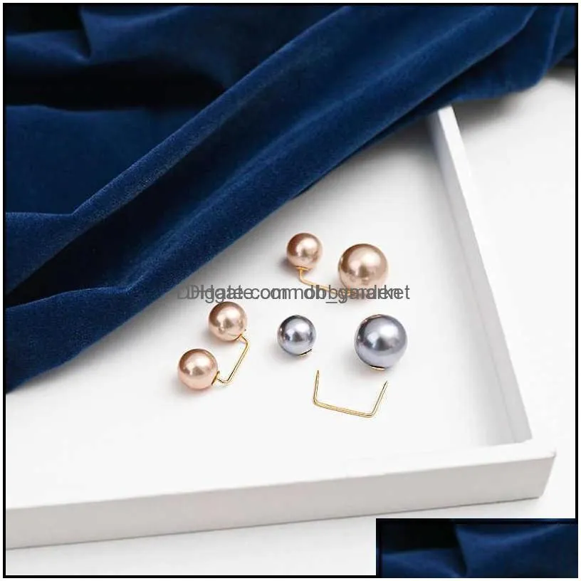 pins brooches jewelry 3pcs/set double pearl pins for women safety pin brooch female clothes accessories simated knit shirt h1018 drop