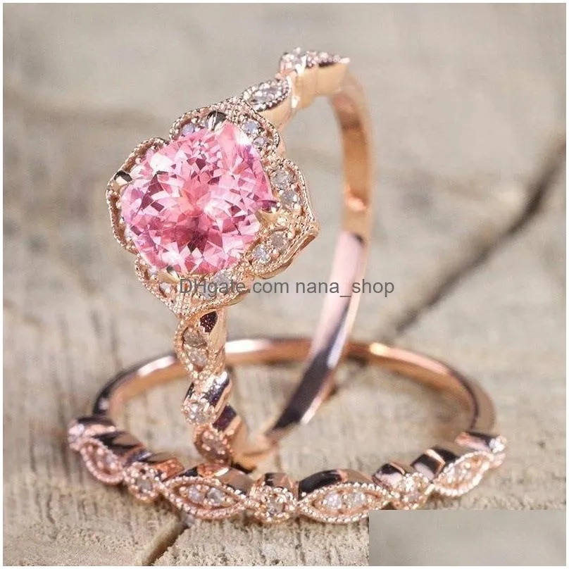 fashion jewelry luxury zircon crystal rings set engagement ring
