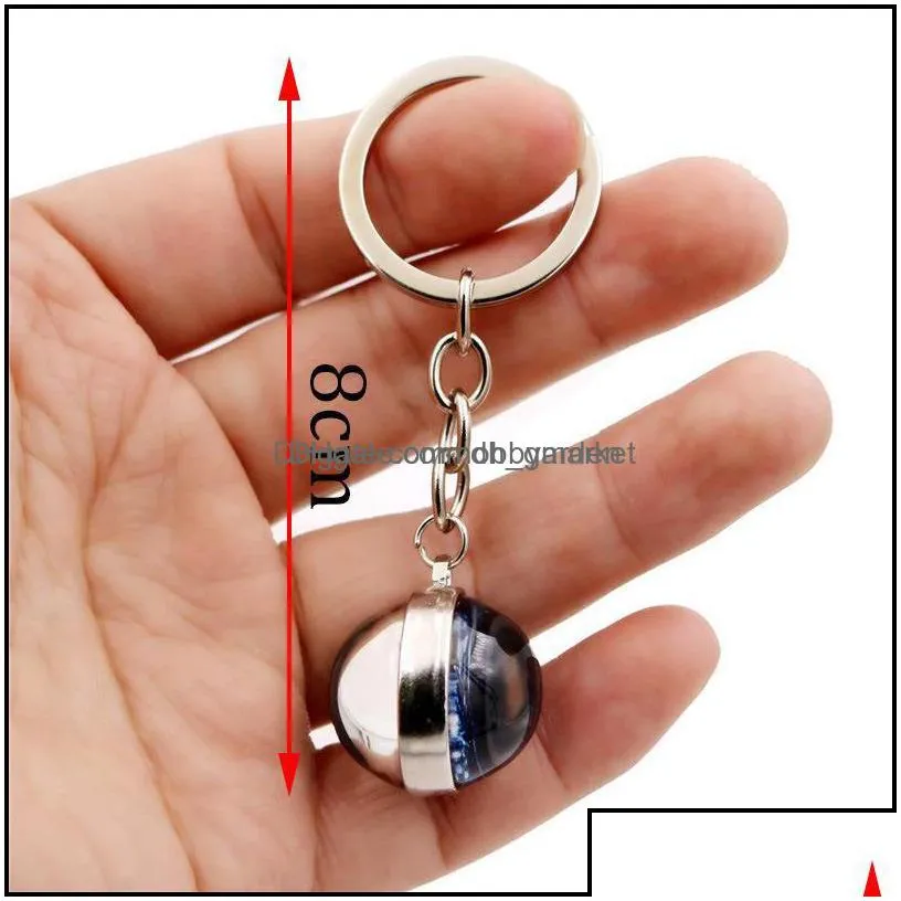 key rings jewelry double glass ball universe star keychain solar moon keyring holders bag hangs fashion gift will and sandy drop delivery