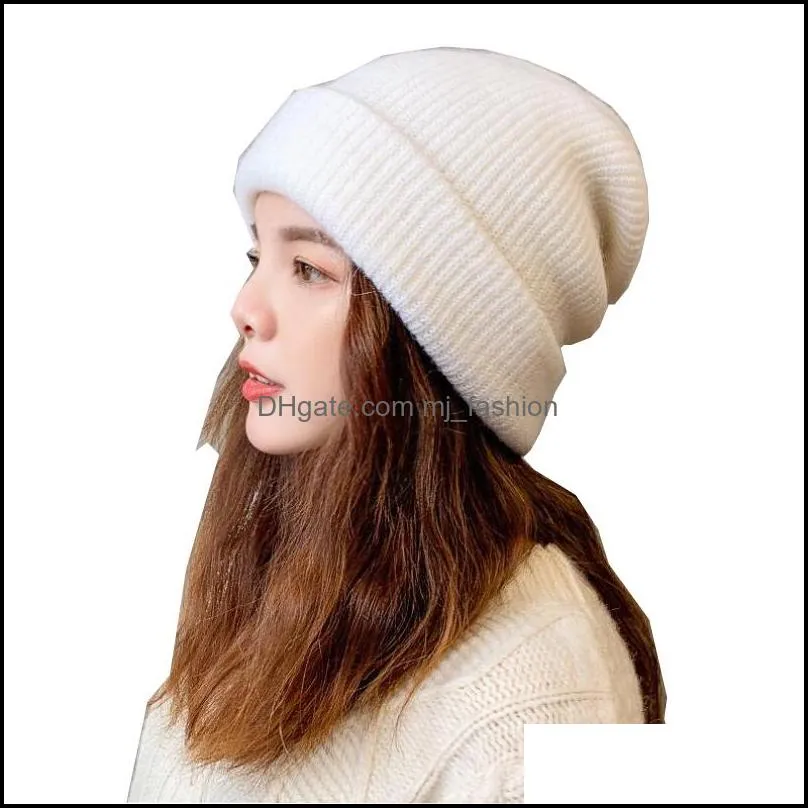 fashion street beanie hat for women winter hats knitted rabbit fur skullies warm bonnet cap female girl caps