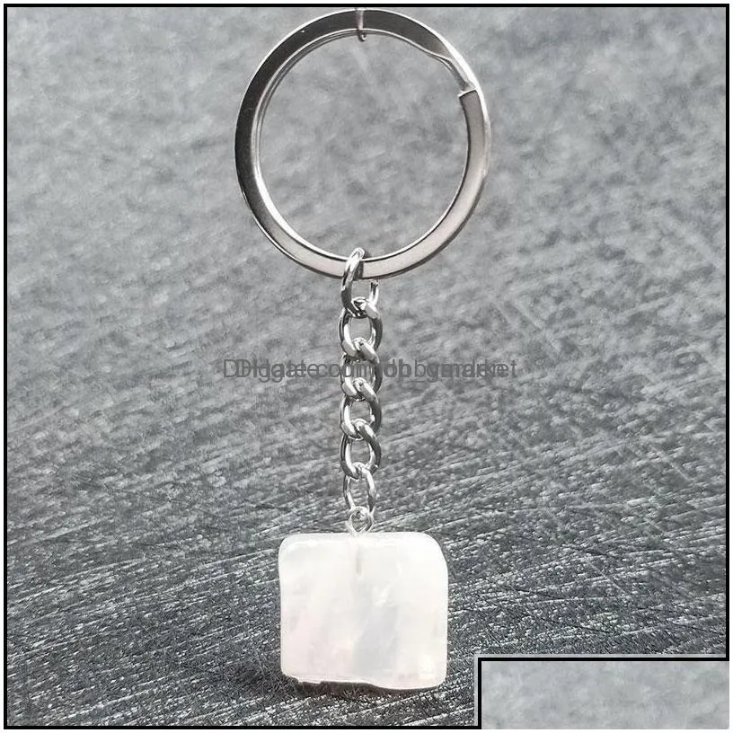 key rings jewelry irregar natural crystal stone pendant keychains for women men lover bag car decor fashion accessories drop delivery 2021