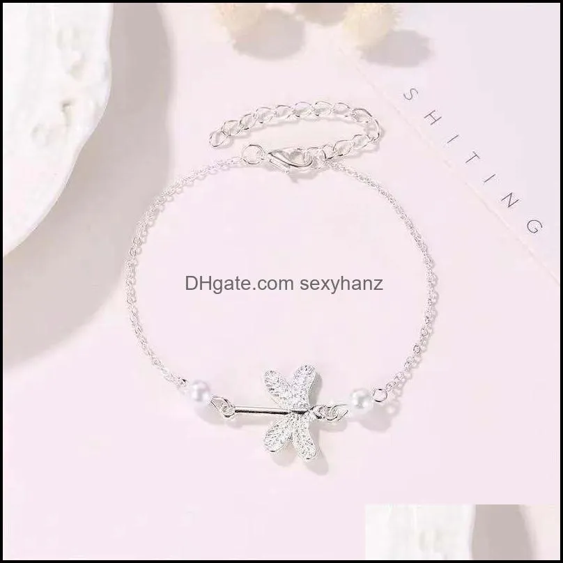 jewelry dragonfly crystal anklets barefoot sandals ankle bracelet beach lady foot on the leg jewelry 485 h1