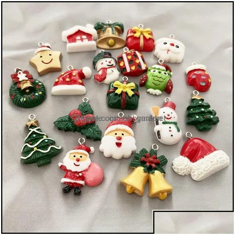 charms jewelry findings components 50pcs resin simation mixed style sending random christmas pendant diy aessories handmade necklace