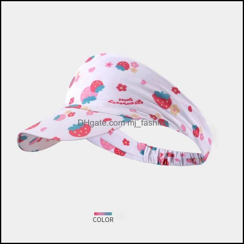 fashion colorful summer empty top foldable sport running visor hat women simple quick dry tie dye beach cap ice silk sun breathable