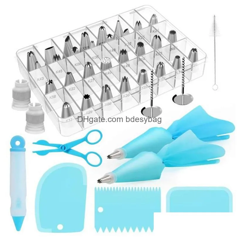 baking tools silicone rings couplers cake decorating piping bags and tips set scrapers reusable pastry cream nozzles