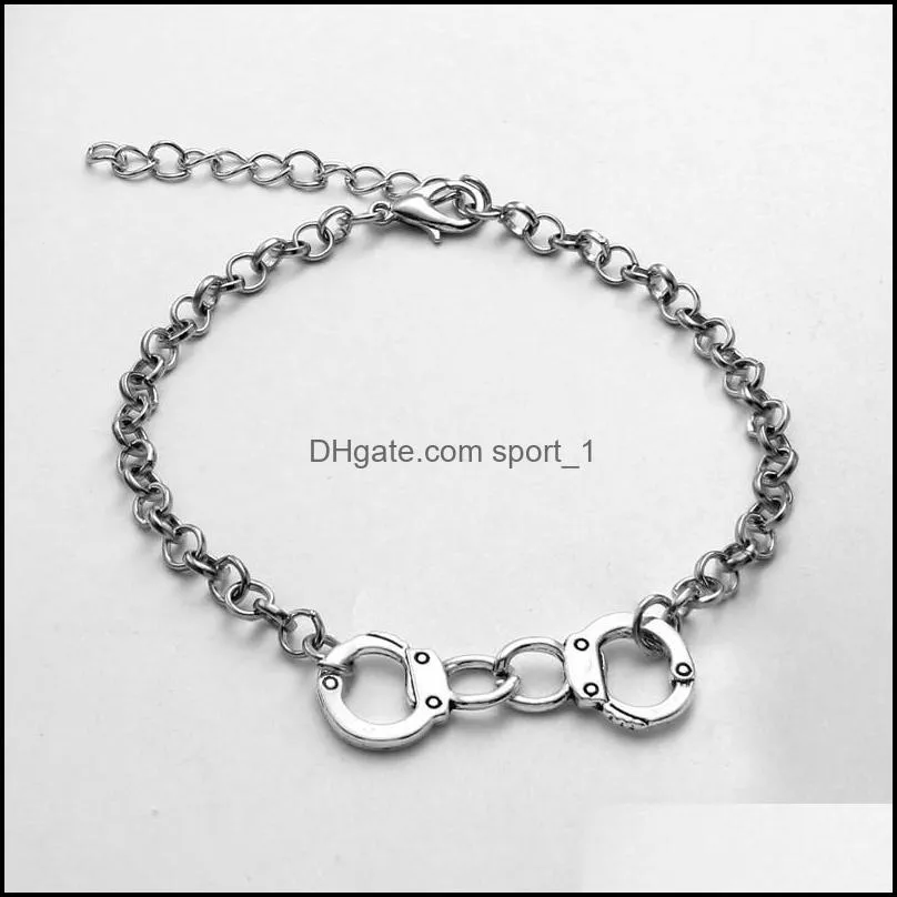 2020 fashion initial silver handcuffs bracelet link chain charm bracelet for women girls christmas gift wholesalez