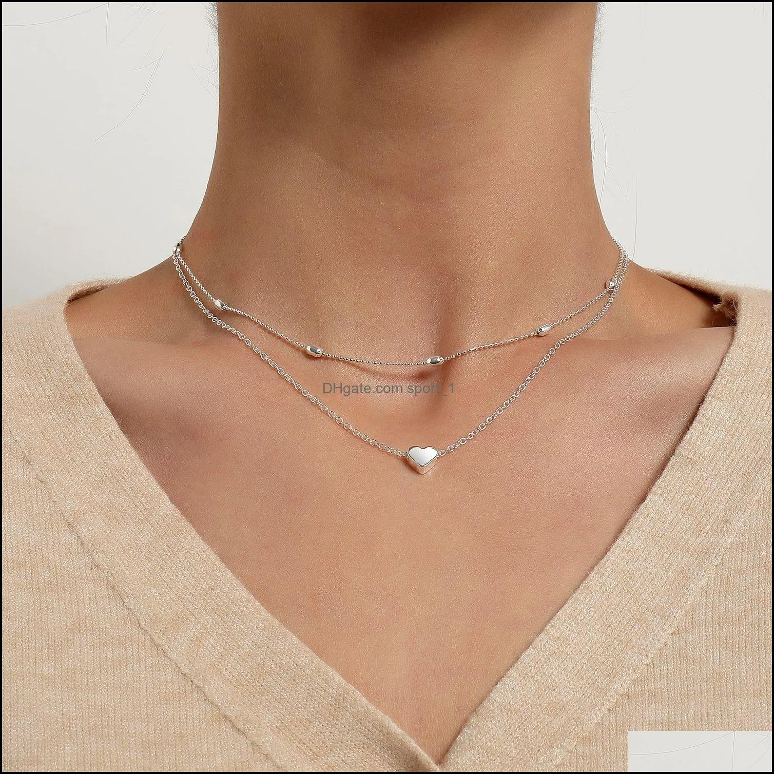 fashion tiny heart pendant necklace for women trendy simple gold silver color chain choker girls party jewelry gift