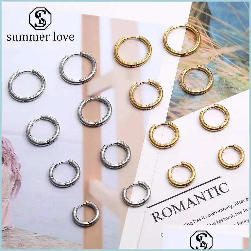  arrival stainless steel small hoop earrings 15mm21mm punk exaggerated personality huggie ear rings for women men fashion jewelry