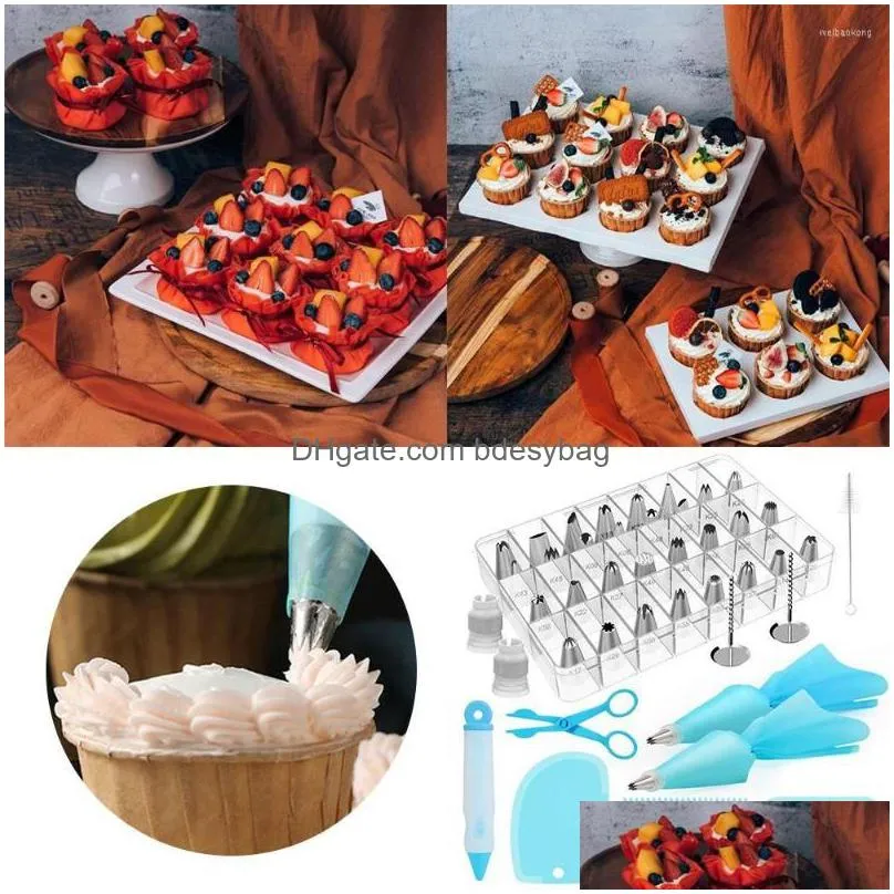 baking tools silicone rings couplers cake decorating piping bags and tips set scrapers reusable pastry cream nozzles