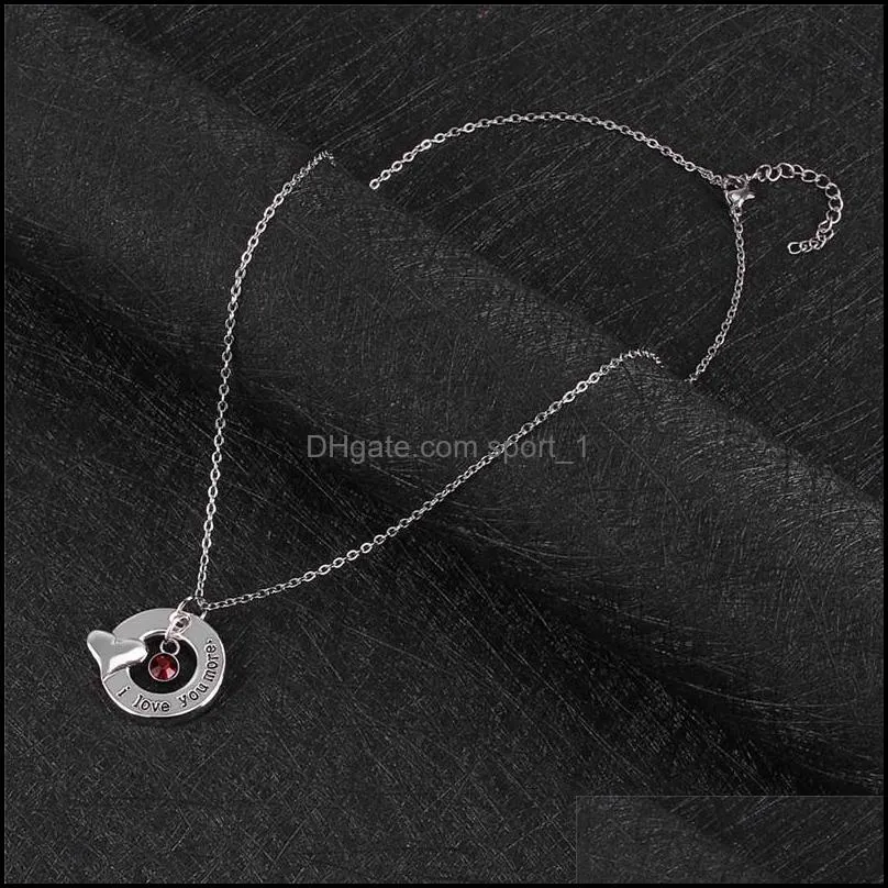 12 month birthday stones necklace stainless steel pendant necklace fashion jewelry for women gift wholesalez