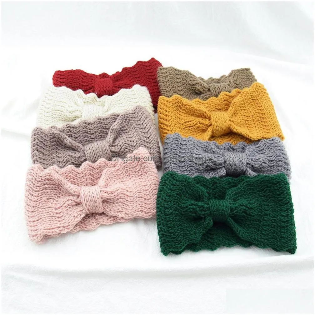 autumn winter womens knitted headband candy color elastic hairband lady wave knot headbands hair jewelry 10 colors