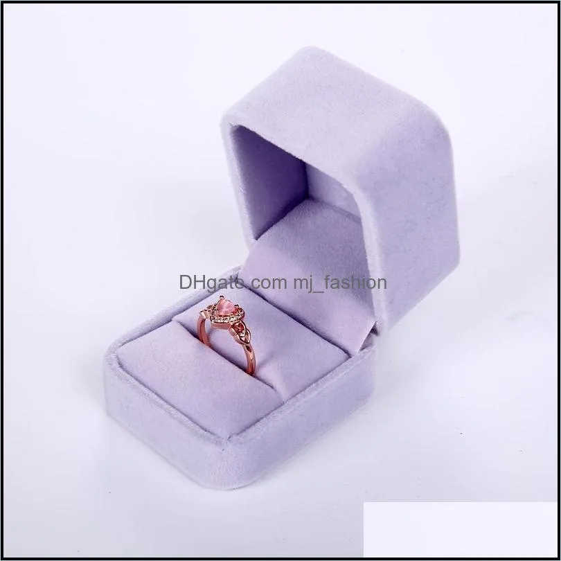 fashion square velvet jewelry box ring holder gift packaging marriage storage organizer casket earring display stand wedding wholesale