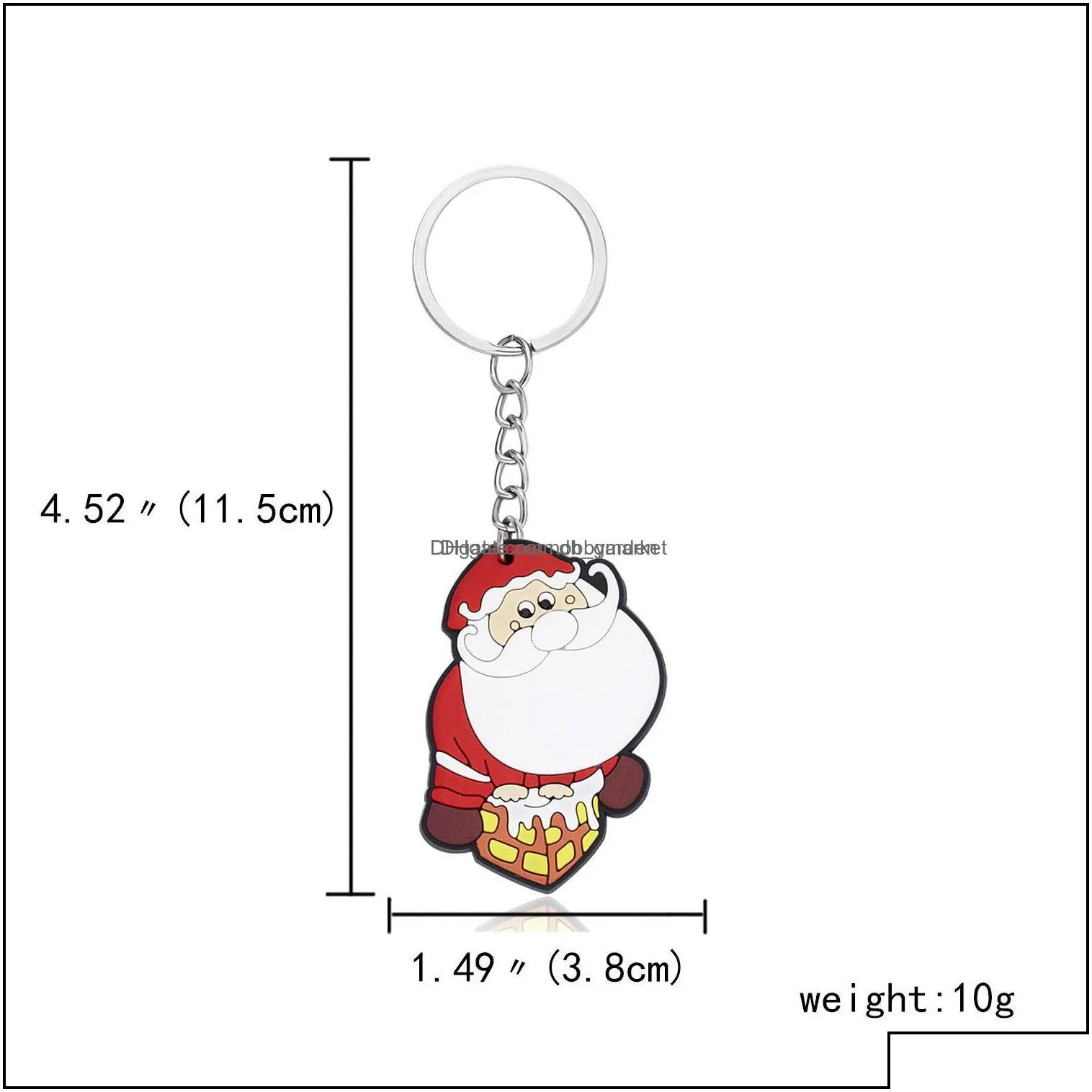 key rings jewelry cartoon christmas keychain plastic tree santa snowman ring holders bag hangs fashion aessories will and sandy drop