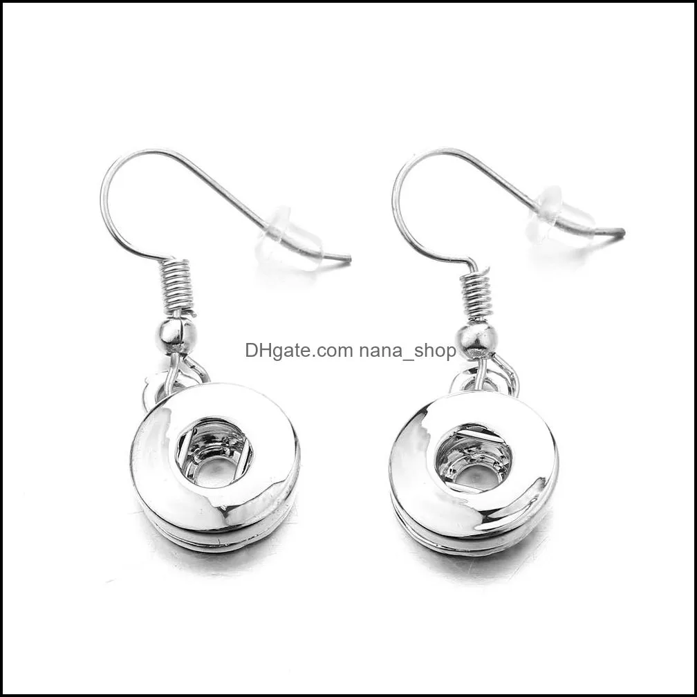 simple silver plated 12mm 18mm snap button dangle earrings for women snaps buttons jewelry