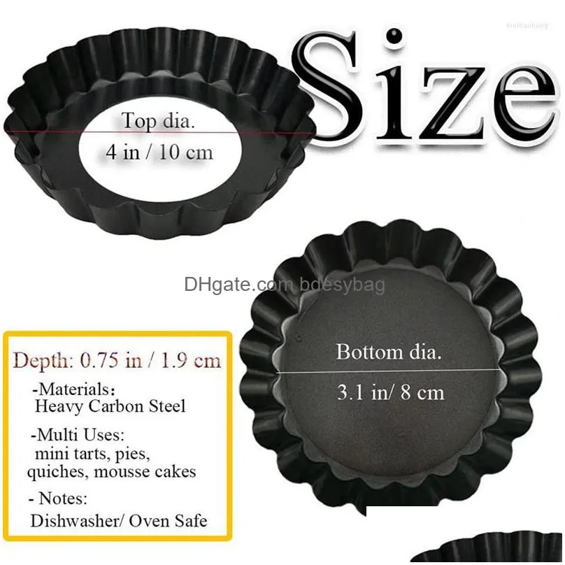 baking tools 7pcs 4inch mini tart pans with removable bottom nonstick quiche reusable fluted edges small molds for party