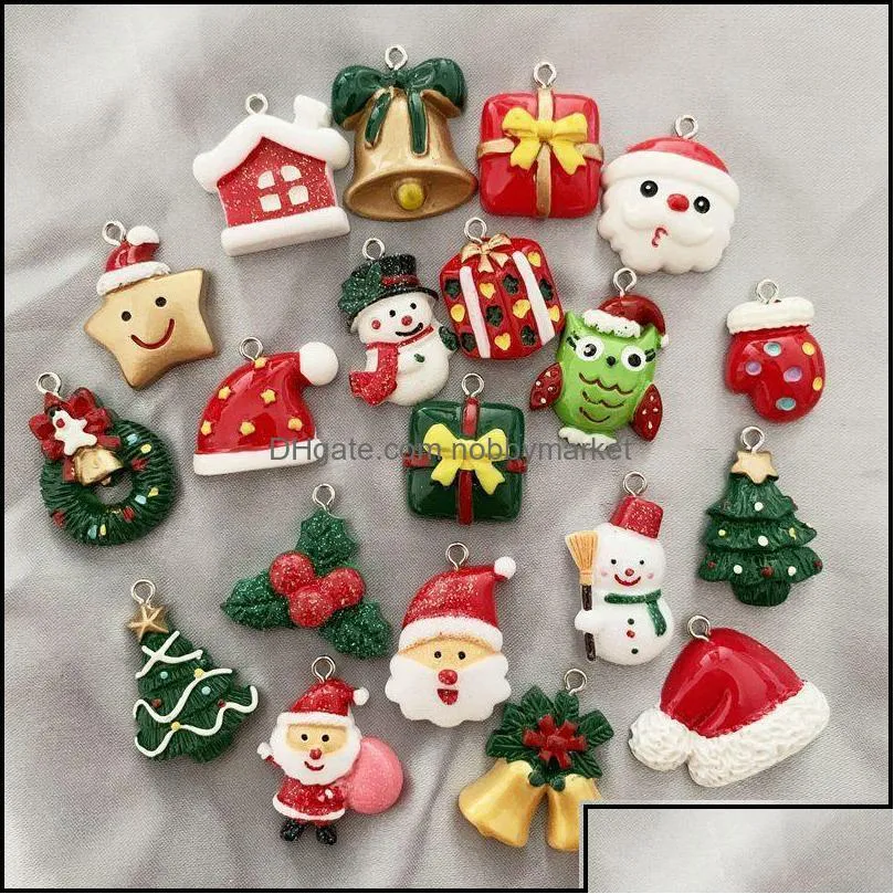 charms jewelry findings components 50pcs resin simation mixed style sending random christmas pendant diy aessories handmade necklace