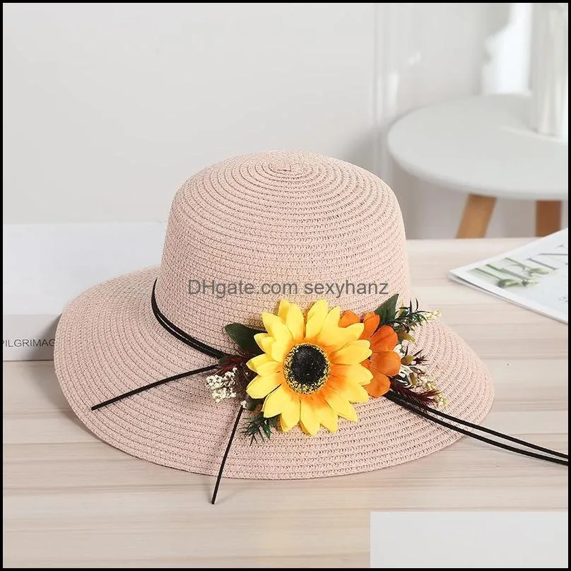 wide brim hats big straw panama hat summer beach caps female casual lady women flat bowknot cap girls sun 3448 q2