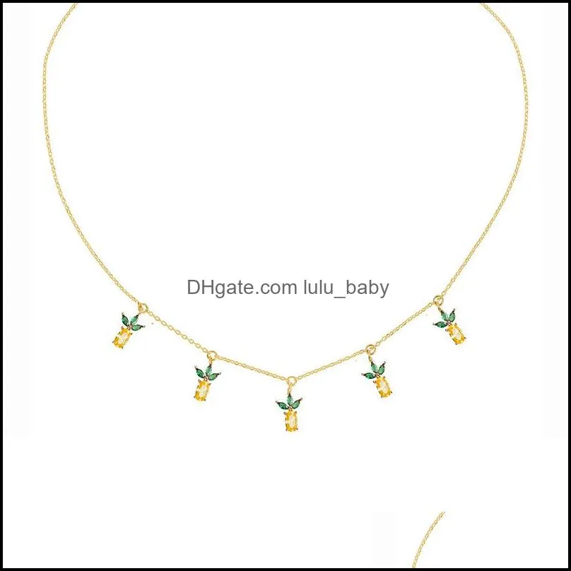 cute fruit necklace 18k gold plated bling zircon necklaces crystal cherry pendant jewelry for girl a12z