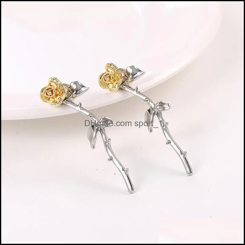  cute small flower stud earrings fashion multishape earrings for women girls gold rose color jewelry gift wholesalez