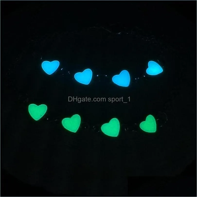 luxury glow in the dark heart charm bracelets for women light up anklets fashion jewelry accessories gift