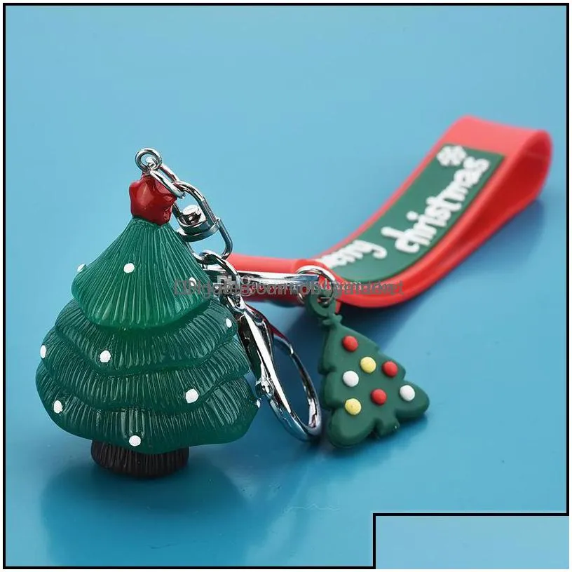 key rings jewelry fashion merry christmas keychain cartoon tree santa hat socks ring holders bag hangs will and drop delivery 2021