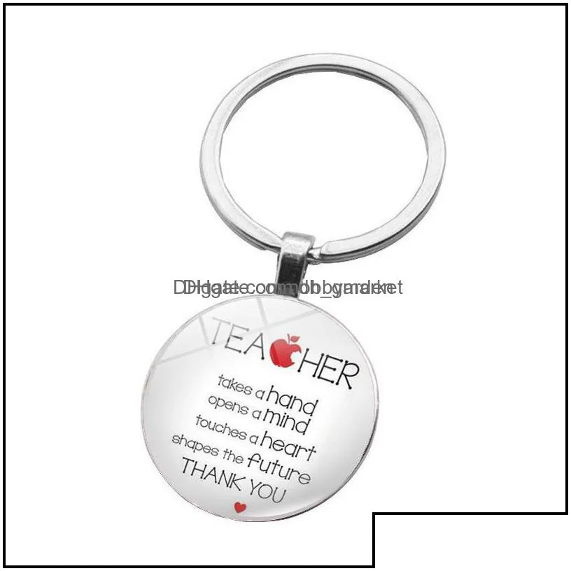 key rings jewelry teach chain teacher takes a hand opens mind and teaches heart cabochons glass keychains aessories gift drop delivery