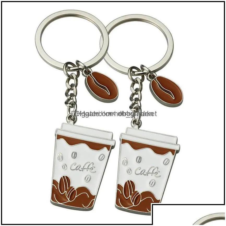 key rings jewelry coffee bean cup ring metal enamel keychain bag hanging women men fashion will and sandy drop delivery 2021 ufyga