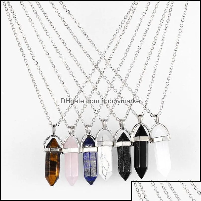 key rings jewelry piedra natural stone crystal point pendant necklace amethyst rose quartz pendum healing rhinestone chakra drop delivery