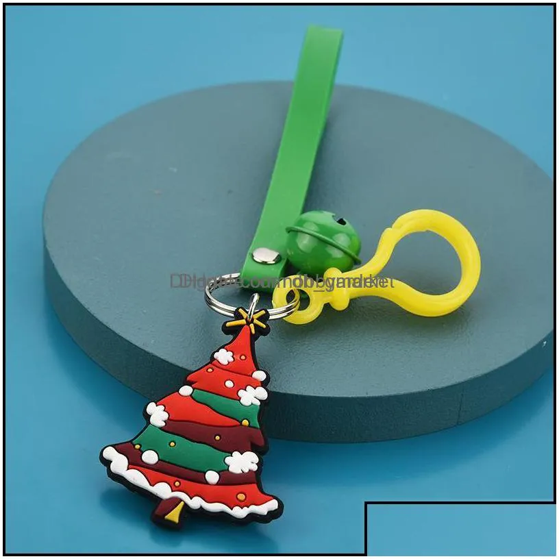 key rings jewelry 2021 fashion keychain pvc soft rubber sile chain creative old snowman elk doll christmas tree pendant drop delivery