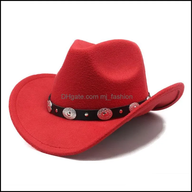 autumn western  hat felt bowler fedora men women simple wide brim  jazz cap four seasons cowgirl cap