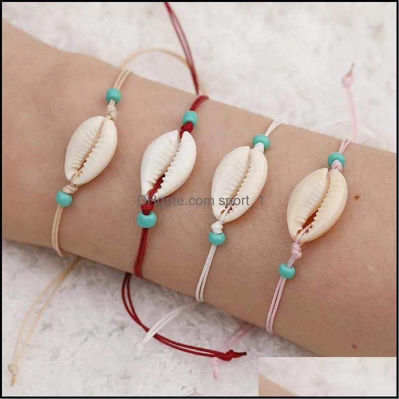 handmade braided adjustable rope bracelet bohemian natural shell jewelry for women girls lucky charm bracelet giftz