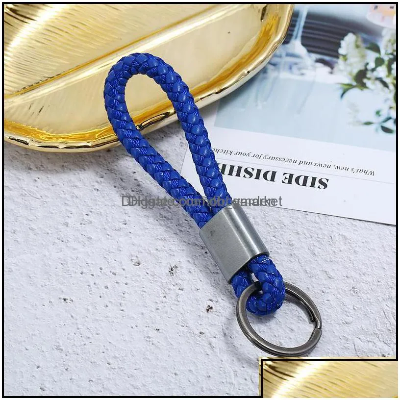 key rings jewelry hand made weave ring ancient sier bronze keychain bag hangs for women men fashion will and sandy black red blue drop