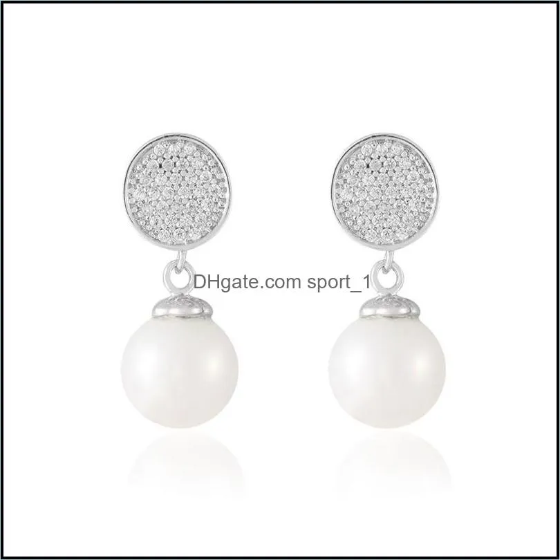 fashion white pearl dangle drop earrings simple hoop rhinestone stud earrings for women girls elegence jewelry giftsz