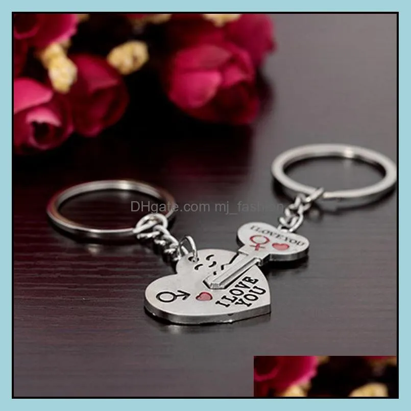 creative fashion women men keyring couple keychain lovers cute key ring holder love heart friends gift wedding favors