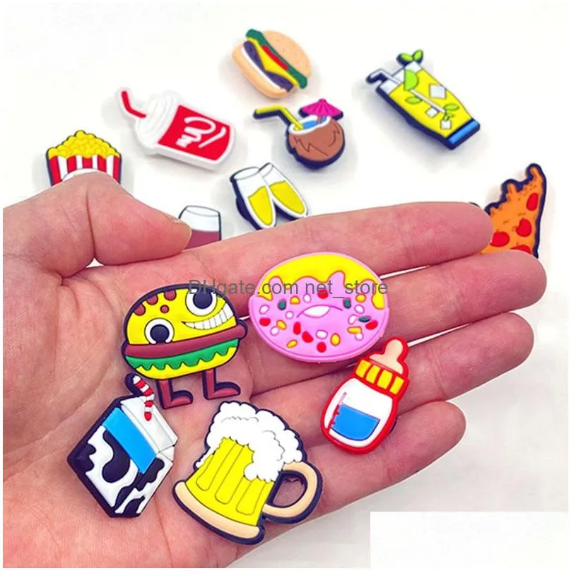 moq 100pcs plastic buttons game beer croc charms soft pvc coffee shoe charm accessories decorations custom jibz for clog shoes childrens